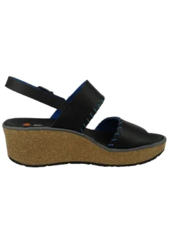 *art PARMA GRASS SCHWARZ BLACK LEDER - Keilsandalette - Black -Trend Schuh Verkauf 7e33c5213ffa4067a3c69cd8195a236e