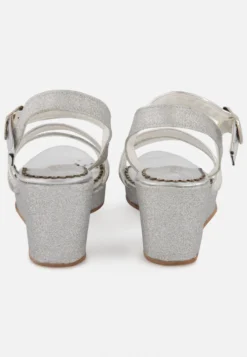 MIT GLITZER UND KEILABSATZ - Keilsandalette - Silber -Trend Schuh Verkauf b25e1483bb9e461cabf8551c98a8360a