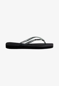 Havaianas SQUARE LOGO METALLIC - Bade-Zehentrenner - Black