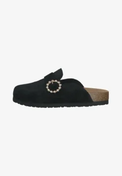 Tamaris Pantolette Flach - Black Suede -Trend Schuh Verkauf cf0e1d9321a945289aeef23b49104693 1