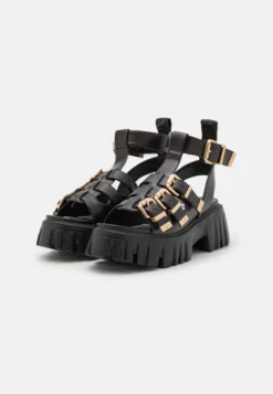 Buffalo VEGAN LION TEETH - Plateausandalette - Black -Trend Schuh Verkauf d70146c8521340d6b3b1d8d1602ca637