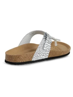 Geox Leder-Zehentrenner "Brionia" In Silber -Trend Schuh Verkauf geox leder zehentrenner brionia in silber 3