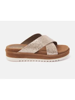 Lazamani Leder-Pantoletten In Gold -Trend Schuh Verkauf lazamani leder pantoletten in gold 2